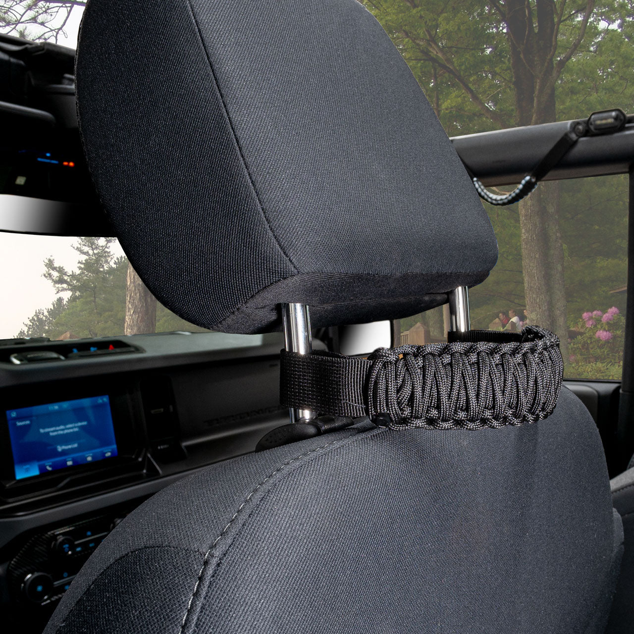 IAG I-Line Headrest Paracord Grab Handle Black For 21+ Ford Bronco