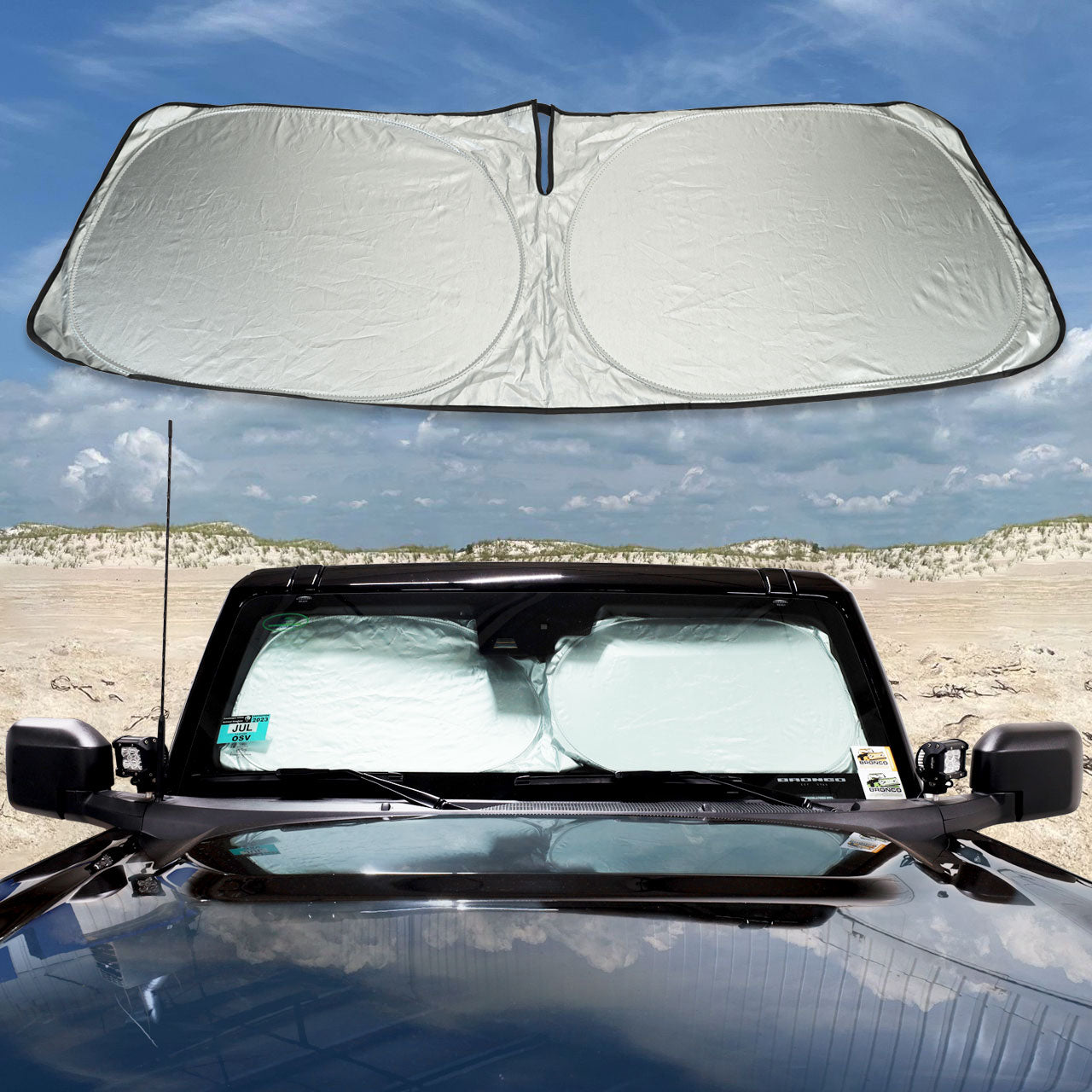 IAG I-Line Windshield Reflective Sunshade Foldable Double Circle For 2021+ Ford Bronco