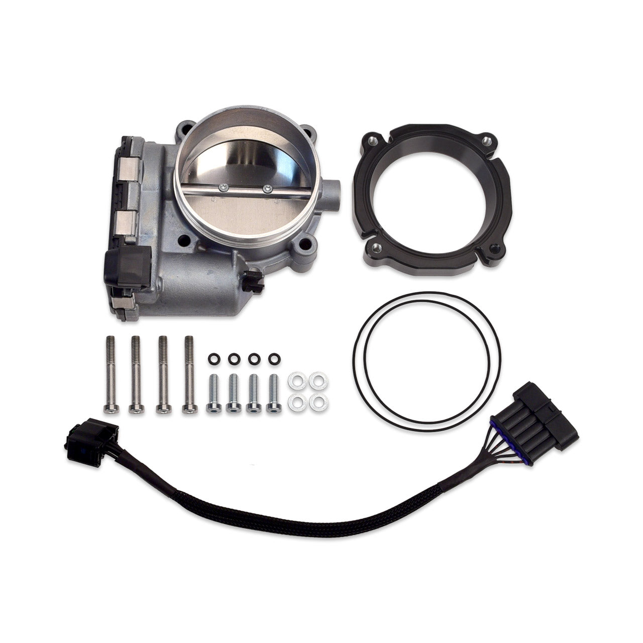 IAG Bosch 82mm Throttle Body & Adapter Package For Subaru STI Process West Intake Manifolds; Black Finish.