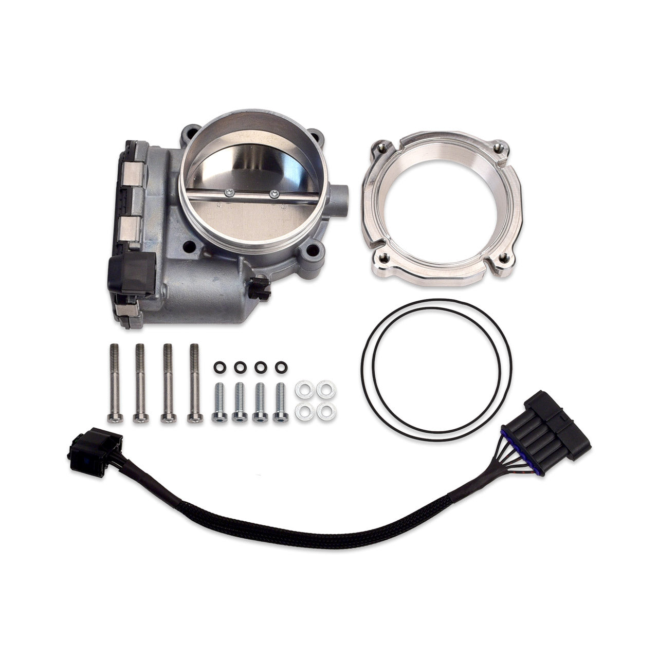 IAG Bosch 82mm Throttle Body & Adapter Package For Subaru STI Process West Intake Manifolds; Silver Finish.