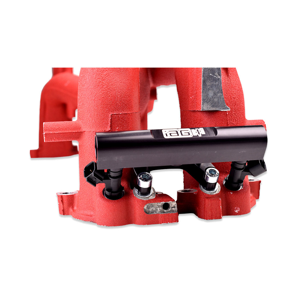 IAG Fuel Rail Adapter Bracket Set For 2002-05 Subaru WRX With JDM STI Intake Manifold.