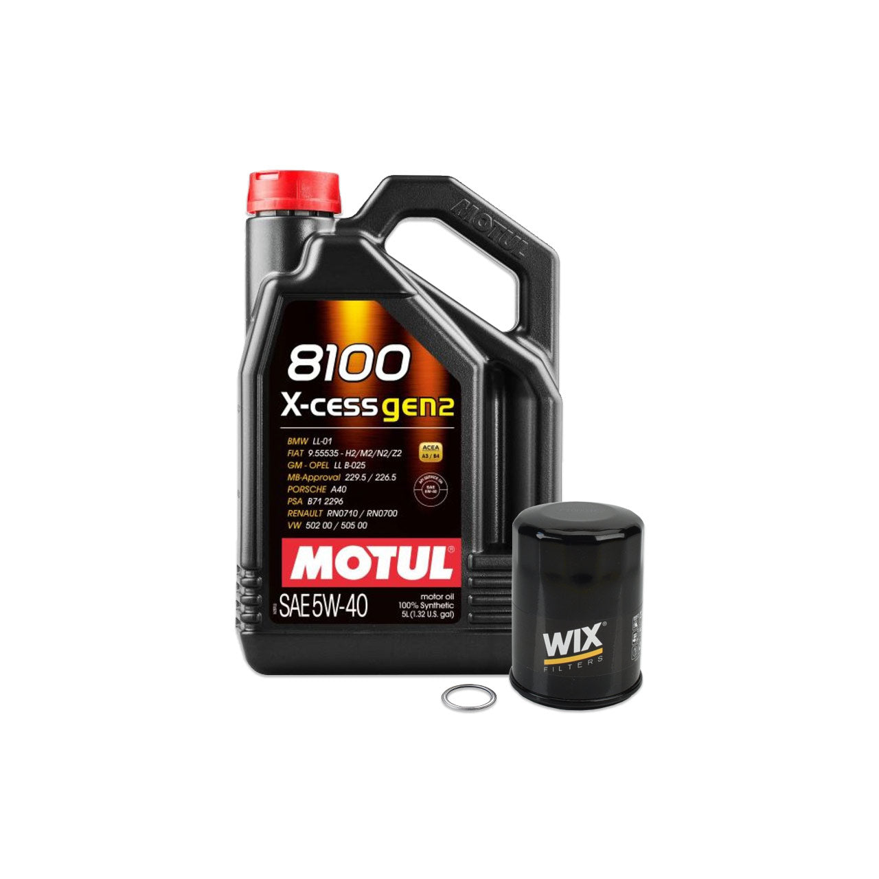 IAG MOTUL 5L 5W40 8100 X-CESS (Built Engine) Oil Change Package Fits 02-14 Subaru WRX 04-21 STI 05-09 LGT 04-13 FXT