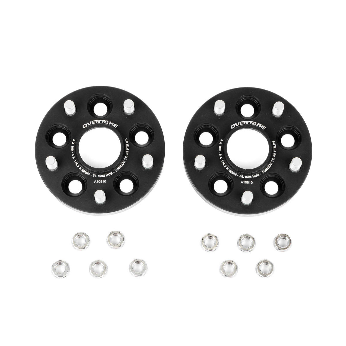 OVERTAKE Wheel Spacer Adapters - Pair - 20mm 5x100 to 5x114.3 - Subaru 2002-2014 WRX, 2004 STI, 2013-2027 BRZ/GR86, and more