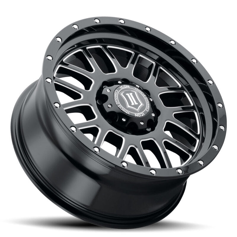 ICON Alpha 20x9 / 6x5.5 / 16mm / 5.625in BS Gloss Black Wheel w/ Milled Windows