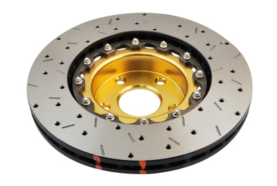 DBA 02-10 WRX / 13+ FR-S / 13+ BRZ Premium Front Drilled & Slotted 5000 Series Rotor w/ Gold Hat