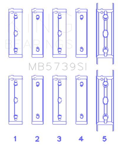 King Engine Bearings Subaru EJ20/EJ22/EJ25 Bi-Metal Silicon Aluminum Main Bearing Set - Size +.002mm