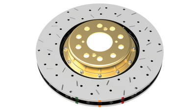 DBA 2004 STi 10 Stud Hole Front Drilled & Slotted 5000 Series 2 Piece Rotor Assembled w/ Black Hat