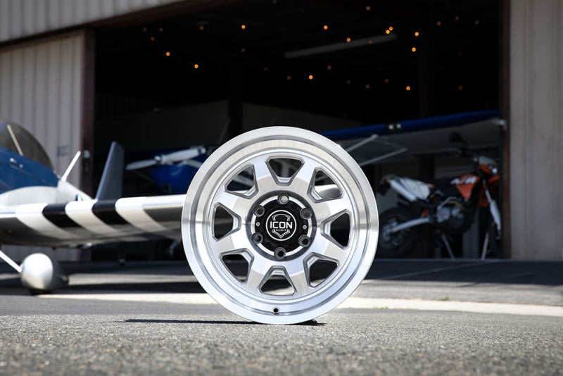 ICON Nuevo 17x8.5 / 6x5.5 / 25mm / 5.75in BS Silver Machined Wheel