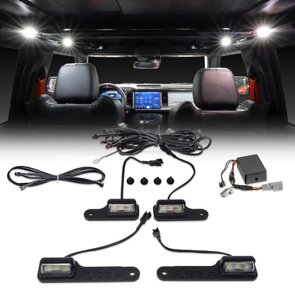 IAG 4pc Interior Led Dome Light Kit V2 With Harness For Two Door 2021+ Ford Bronco