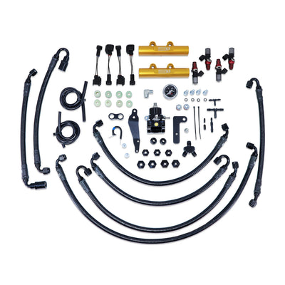 IAG PTFE Flex Fuel System Kit W/ ID Injectors Aeromotive FPR IAG Fuel Rails For 08-14 WRX 08-21 STI (Gold/1750cc)