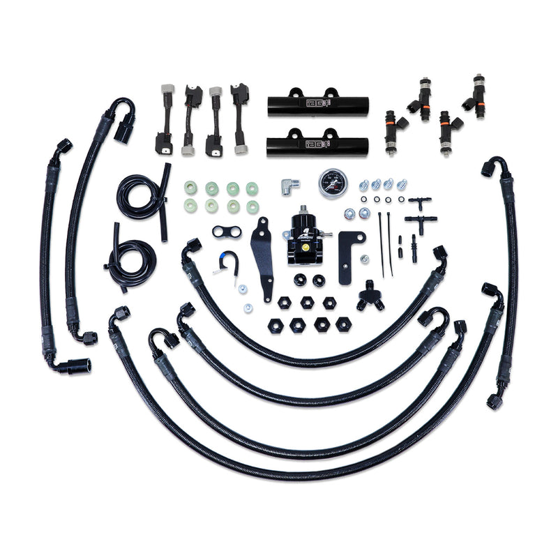 IAG PTFE Flex Fuel System Kit W/ FIC Injectors Aeromotive FPR IAG Fuel Rails For 08-14 WRX 08-21 STI (Black/1000cc)