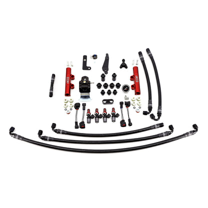 IAG PTFE Fuel System Kit With Injectors Lines FPR Fuel Rails For 2008-21 STI (Red/1050cc).