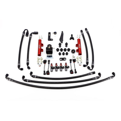 IAG PTFE Flex Fuel System Kit With Injectors Lines FPR Fuel Rails For 08-21 STI (Red/1050cc).