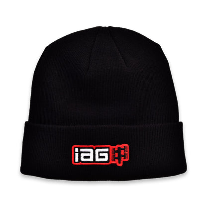 IAG Black Watch Cap Beanie With IAG Boxer Embroidered Logo.