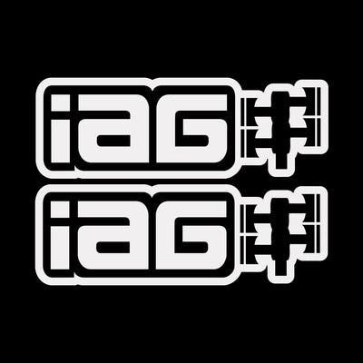 IAG 20 Inch Matte White Die Cut Sticker - Sold As 1 Pair.