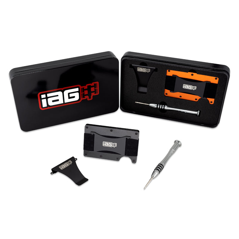 IAG Aluminum Wallet W/Money Clip Cash Band And Screwdriver Kit (Boxer Logo) Gray
