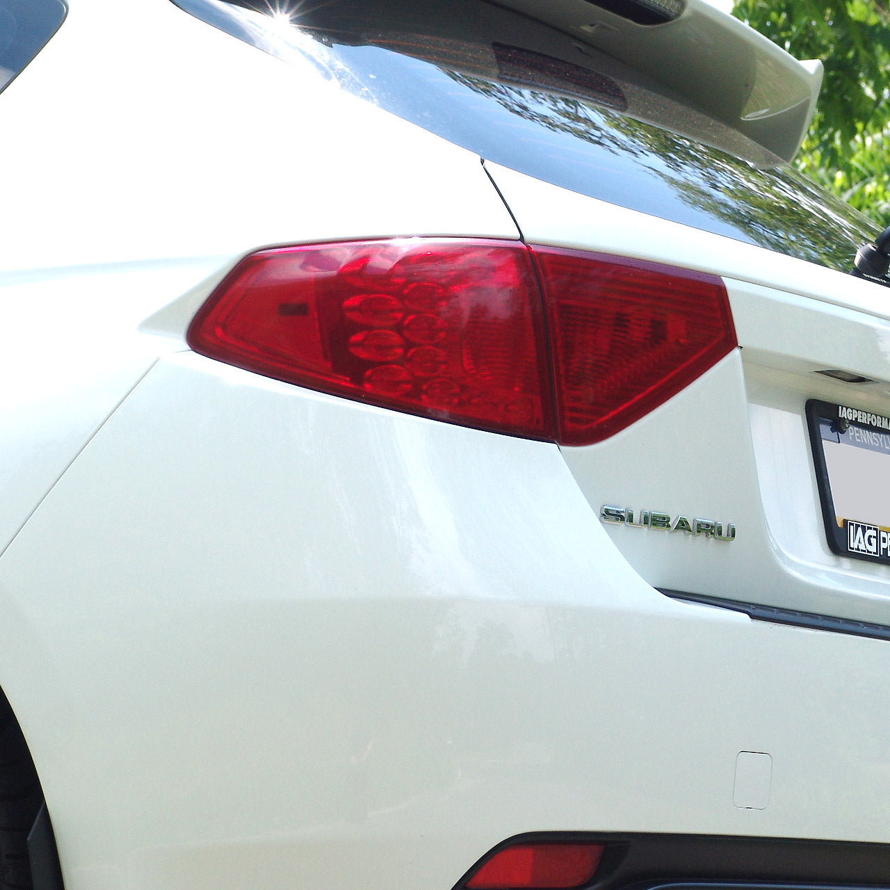 IAG RockBlocker Red Tail Light Overlay Film Kit For 2008-14 Subaru WRX And STI Hatchback.