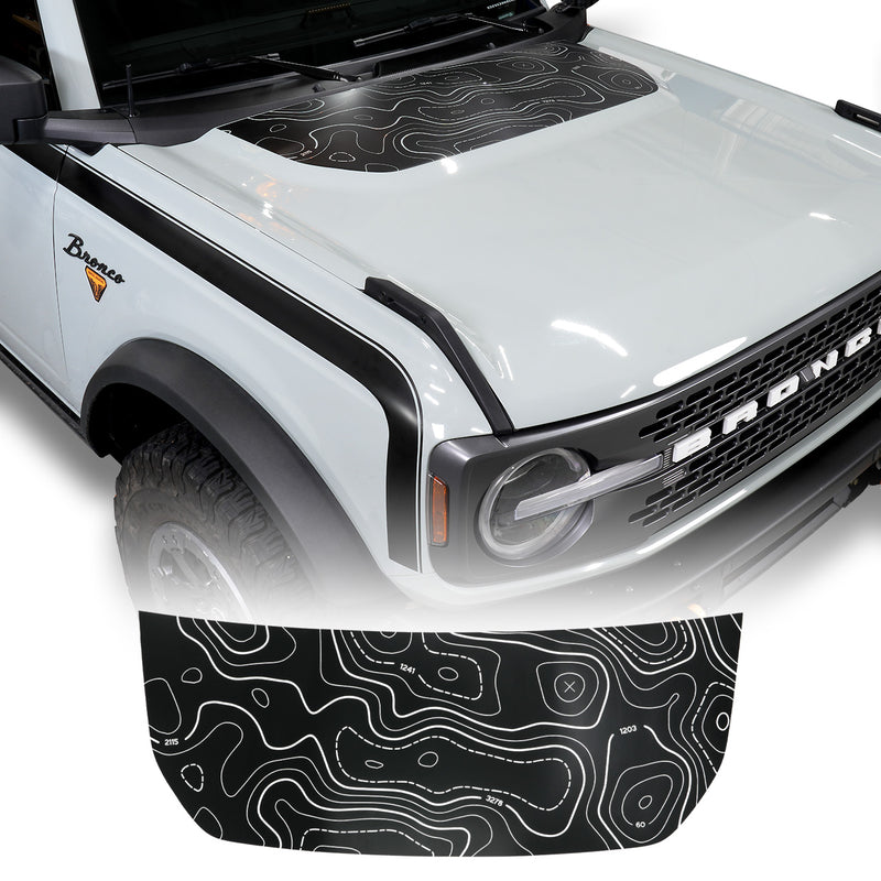 IAG Off-Road Front Hood Graphic - Topograph Design For 2021+ Ford Bronco