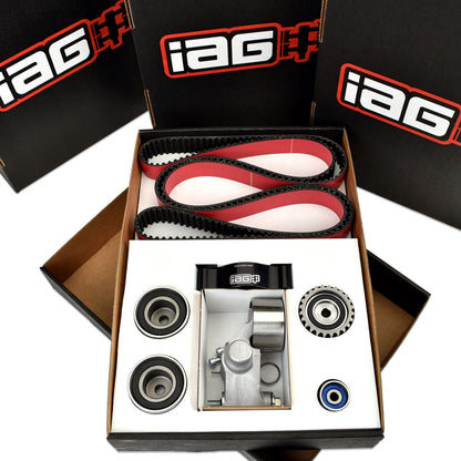 IAG Timing Belt Kit With IAG Red Racing Belt Timing Guide Idlers & Tensioner For 02-14 WRX 04-21 STI