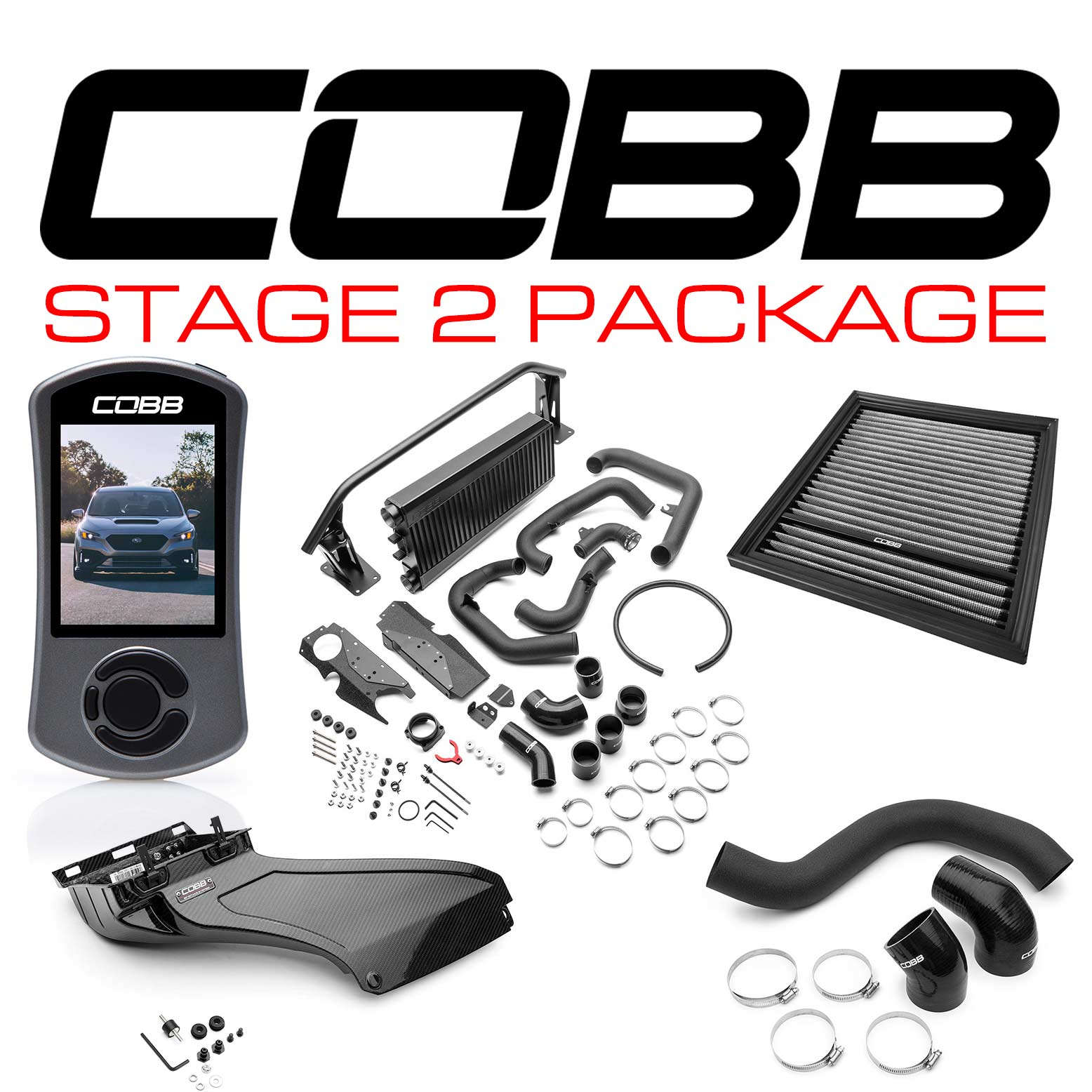 COBB Stage 2 Power Package (FMIC) Gloss Carbon Fiber WRX 2022-2025