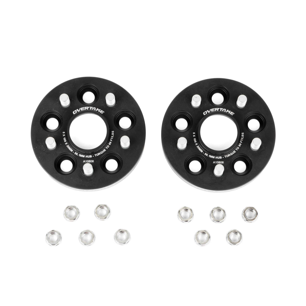 OVERTAKE Wheel Spacers - Pair - 20mm 5x100 - Subaru 2002-2014 WRX, 2004 STI, 2013-2027 BRZ/GR86, and more