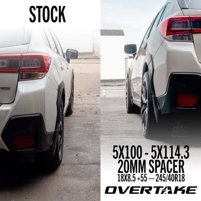 OVERTAKE Wheel Spacer Adapters - Pair - 20mm 5x100 to 5x114.3 - Subaru 2002-2014 WRX, 2004 STI, 2013-2027 BRZ/GR86, and more