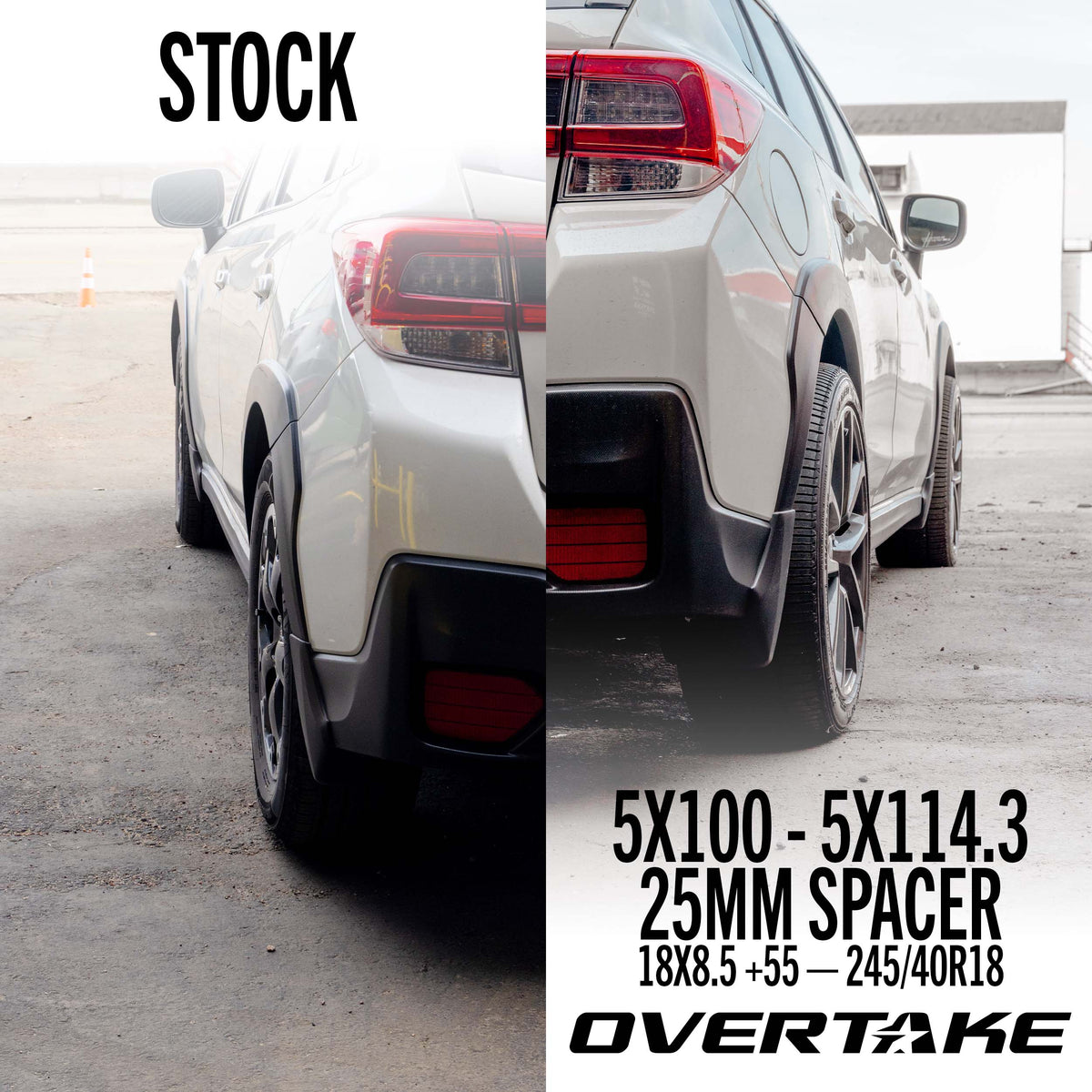 OVERTAKE Wheel Spacer Adapters - Pair - 25mm 5x100 to 5x114.3 - Subaru 2002-2014 WRX, 2004 STI, 2013-2027 BRZ/GR86, and more