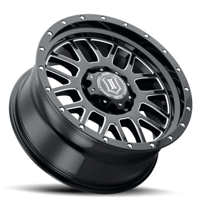 ICON Alpha 20x9 / 6x5.5 / 16mm / 5.625in BS Gloss Black Wheel w/ Milled Windows