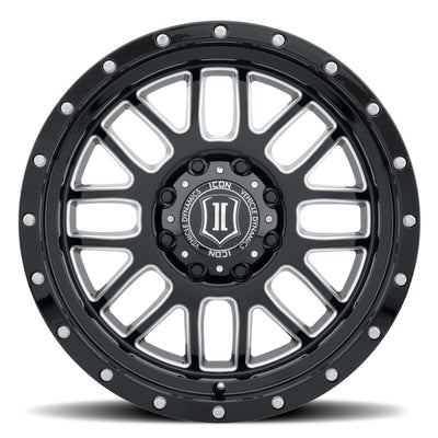 ICON Alpha 20x9 / 6x5.5 / 16mm / 5.625in BS Gloss Black Wheel w/ Milled Windows