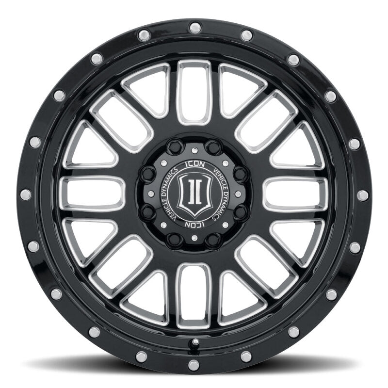 ICON Alpha 20x9 / 6x5.5 / 16mm / 5.625in BS Gloss Black Wheel w/ Milled Windows