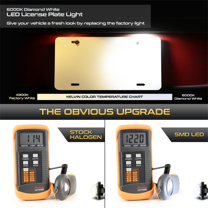 xTune 13-18 Subaru BRZ T10 Connector LED License Plate Bulb Assembly White 5500K LAC-LP-SWRX08 -Pair