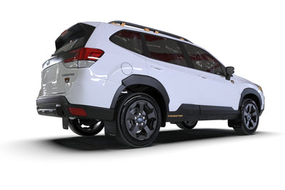 Rally Armor 22-24 Subaru Forester &amp; Wilderness Black UR Mud Flap w/White Logo
