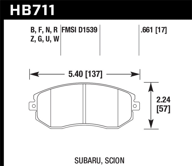 Hawk 13 Subaru BRZ/13 Legacy 2.5i / 13 Scion FR-S DTC-30 Front Street Brake Pads