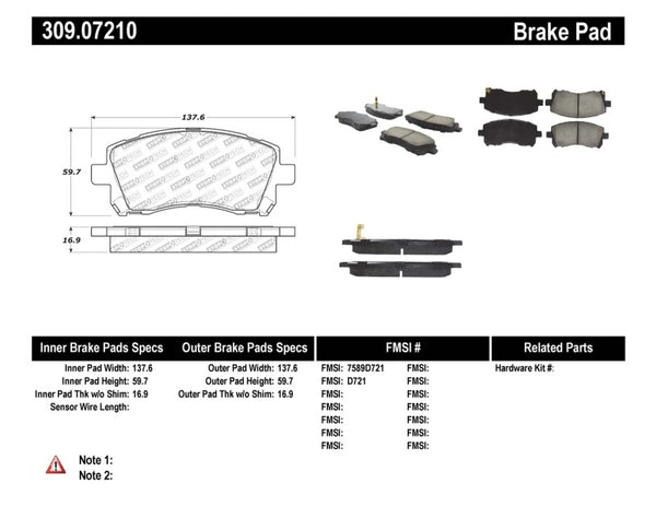 StopTech 309.11070 StopTech Sport Brake Pads