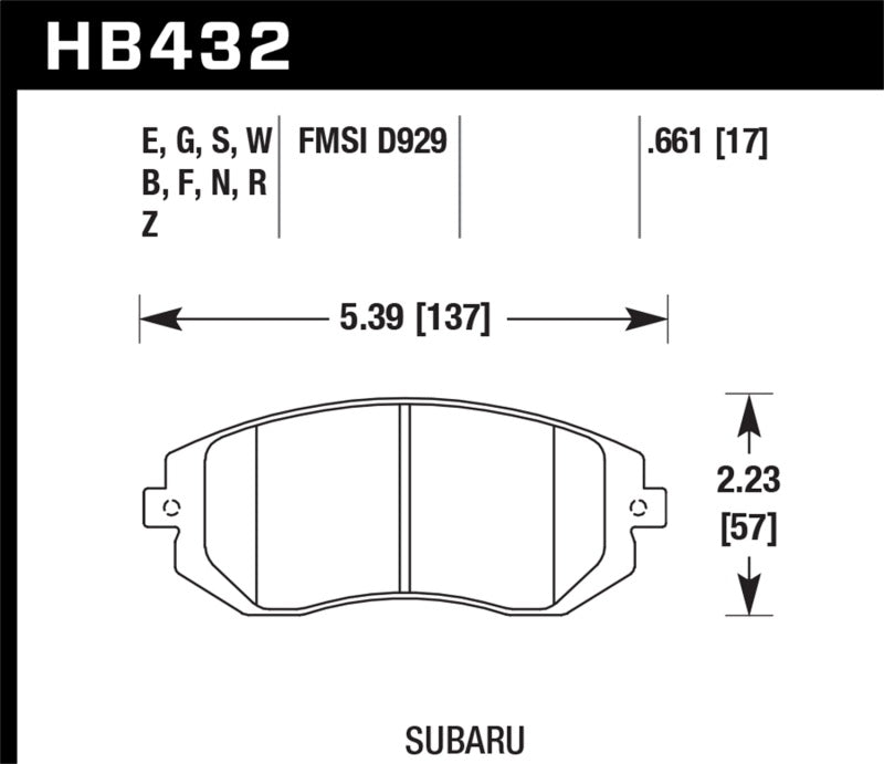 Hawk 03-05 Subaru WRX / 08-11 WRX  Blue 9012 Race Front Brake Pads